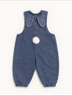 Boutique Baby Bunny Denim Overalls 12–18M  | Adorable Bunny Ears & Tail